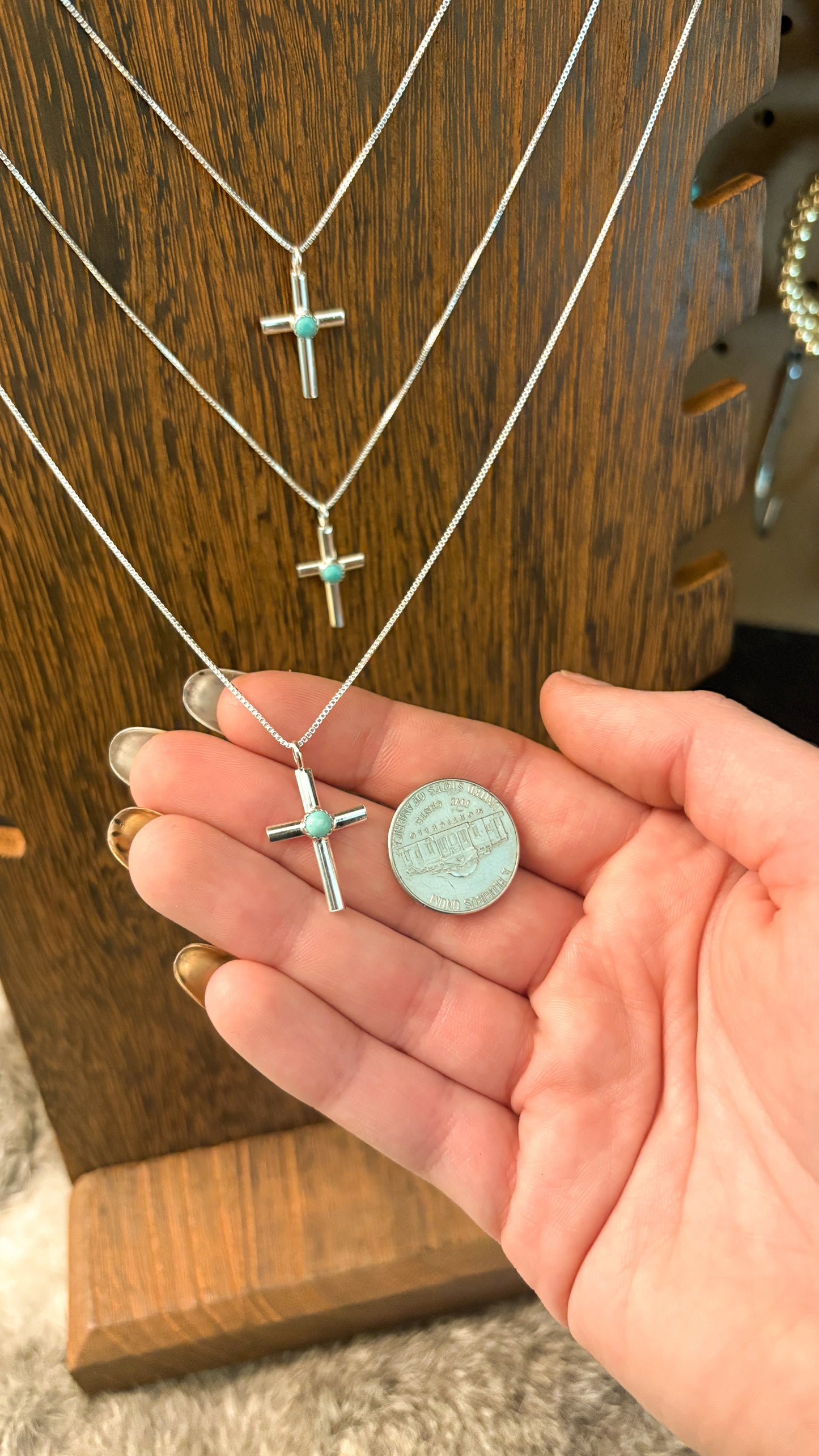 SINGLE STONE TURQUOISE CROSS NECKLACE