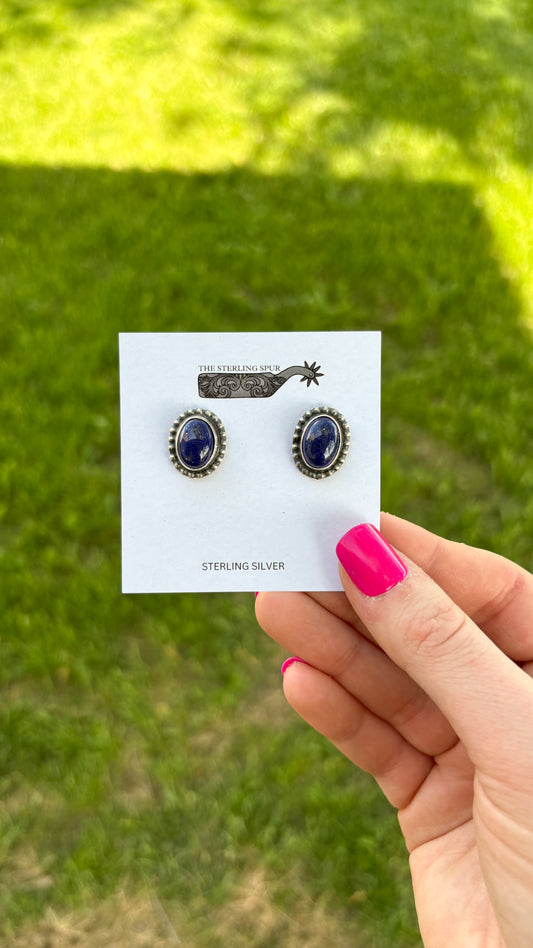 BLUE LAPIS STUD EARRINGS