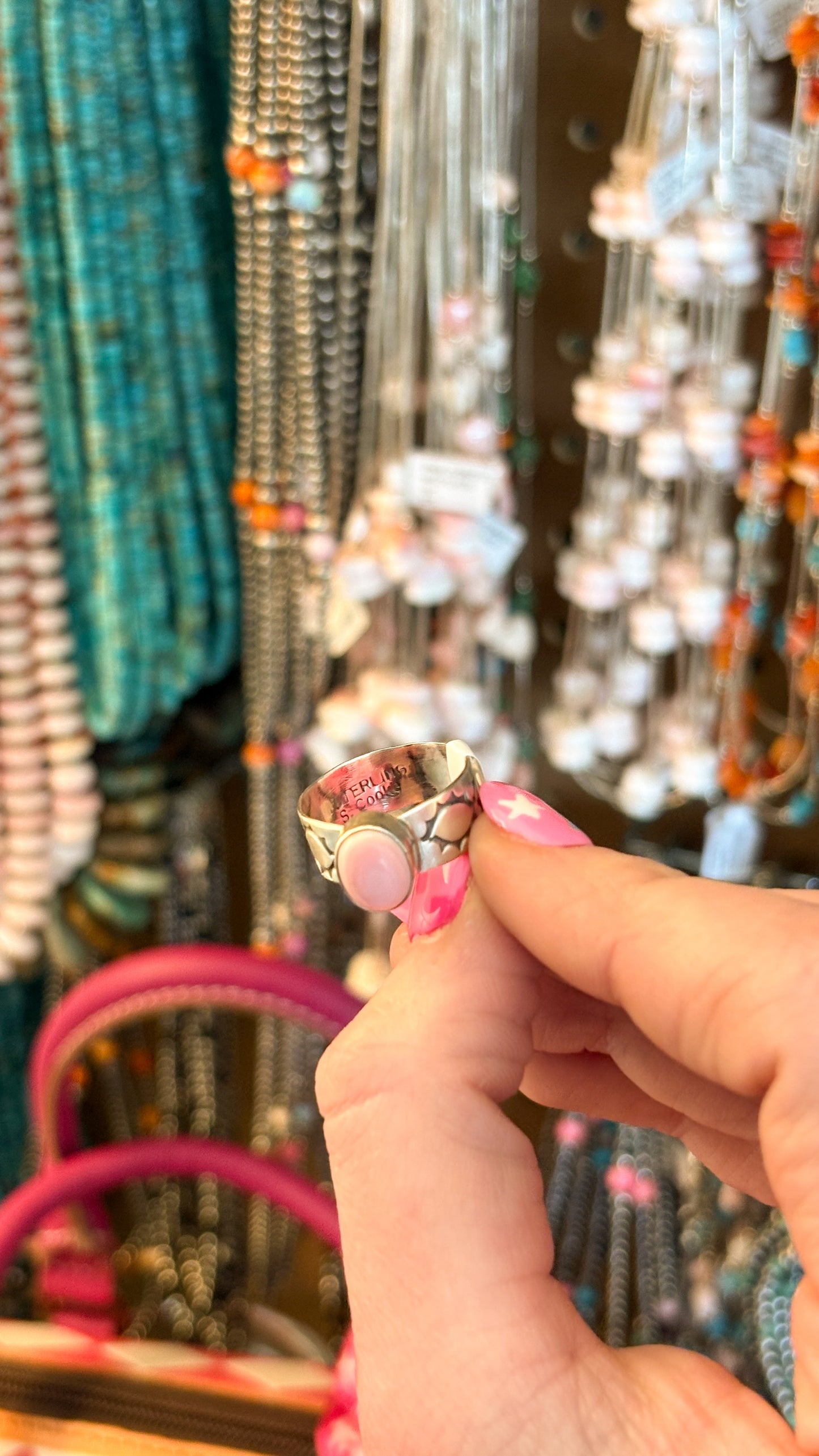 STAMPED CIGAR BAND RING - PINK CONCH