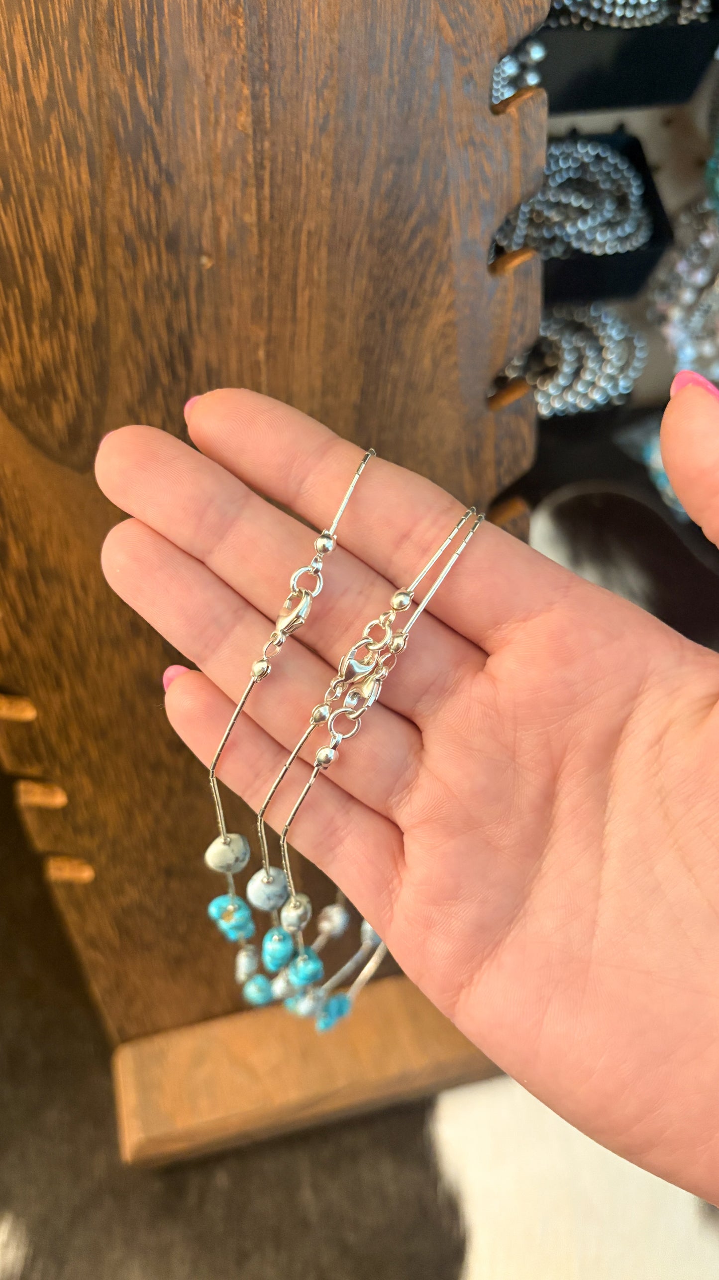 LIQUID SILVER GOLDEN HILLS & KINGMAN TURQUOISE NECKLACE