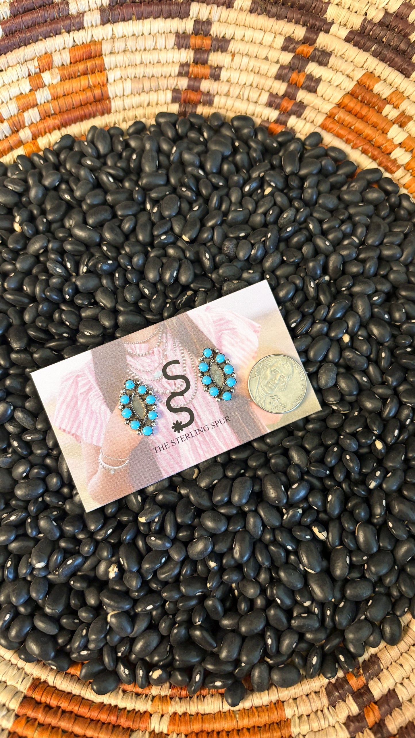 OVAL 8 STONE TURQUOISE EARRINGS