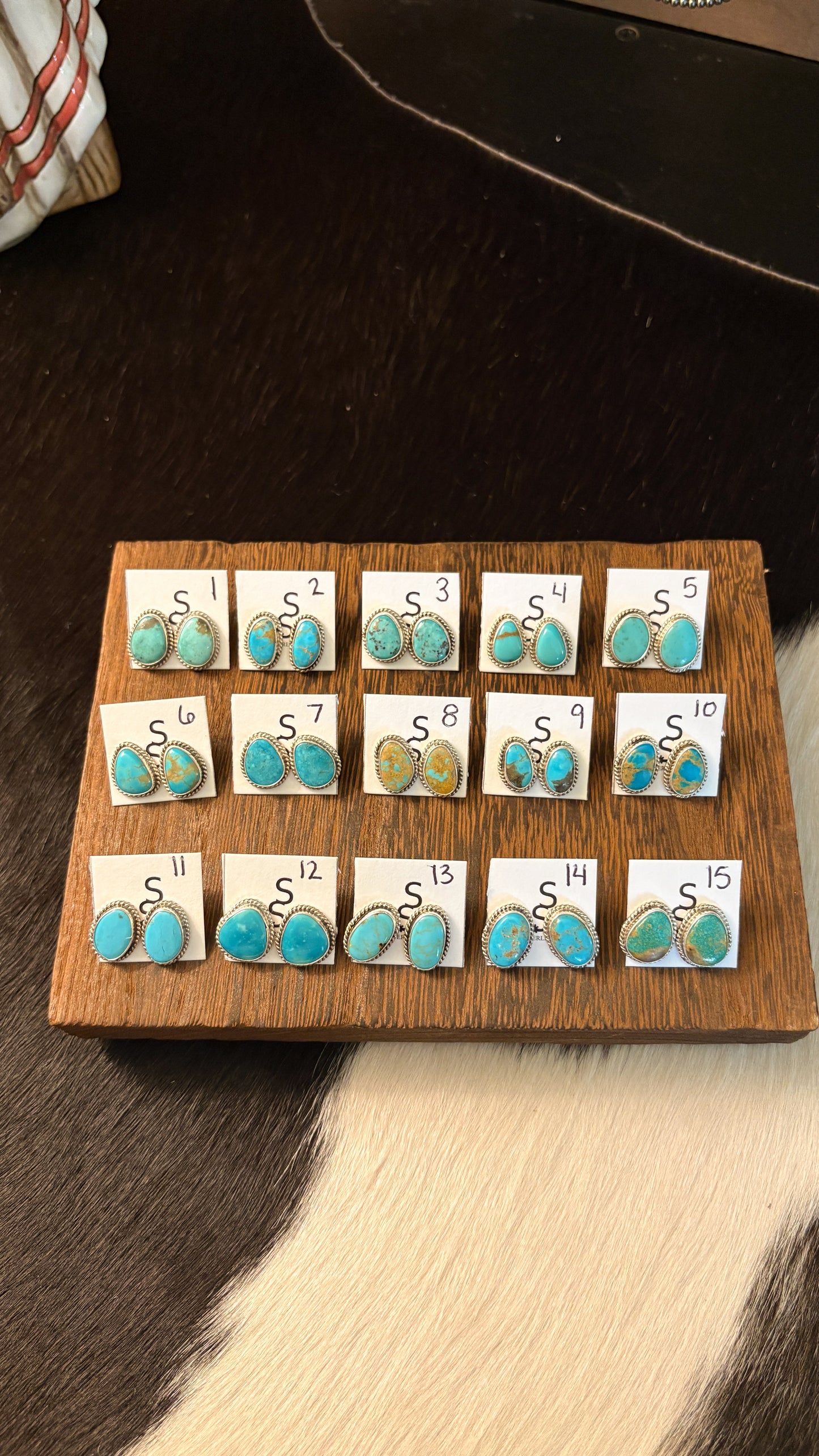 TURQUOISE STUD EARRINGS BY PEGGY SKEETS