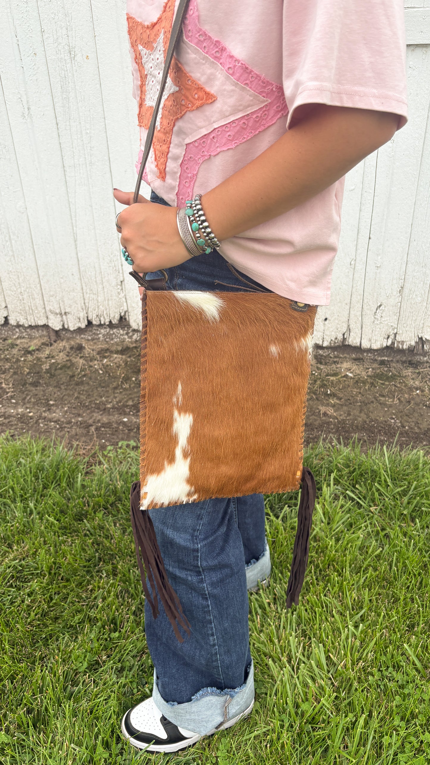COWHIDE FRINGE CROSSBODY BAG - #3