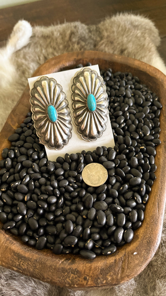 XL CONCHO TURQUOISE POST EARRINGS