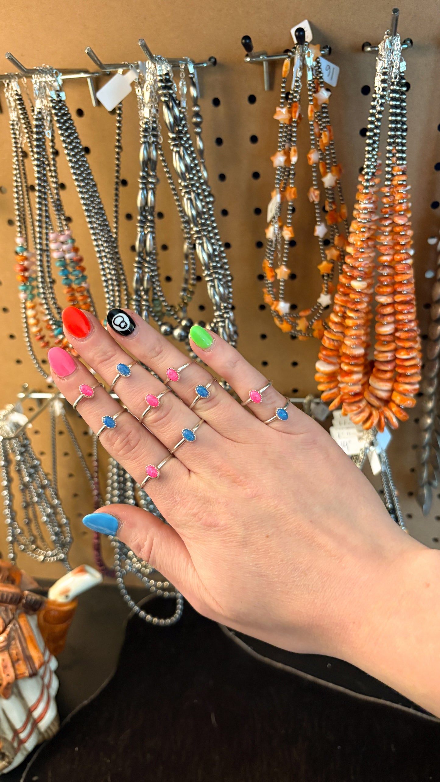 BLUE OPAL OVAL STACKER RING