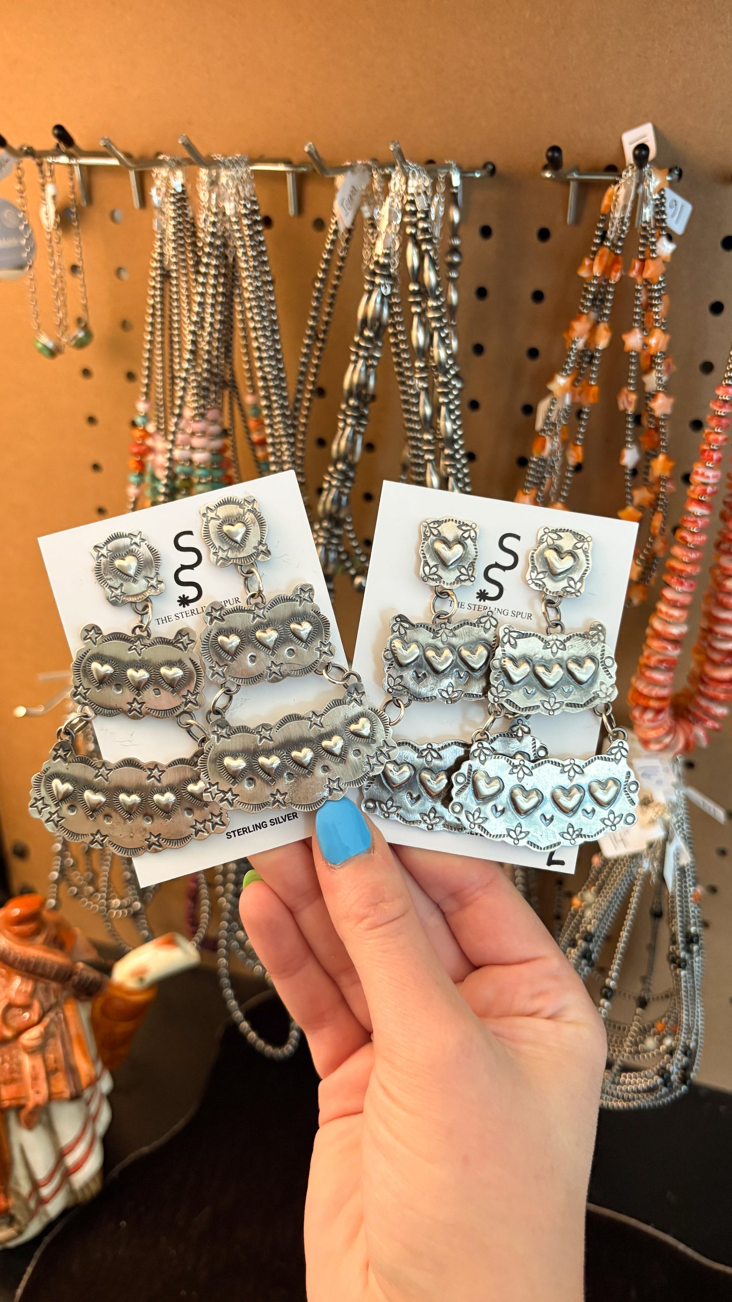CHANDELIER STYLE HEART CONCHO DANGLE EARRINGS BY GABRIELE YAZZIE