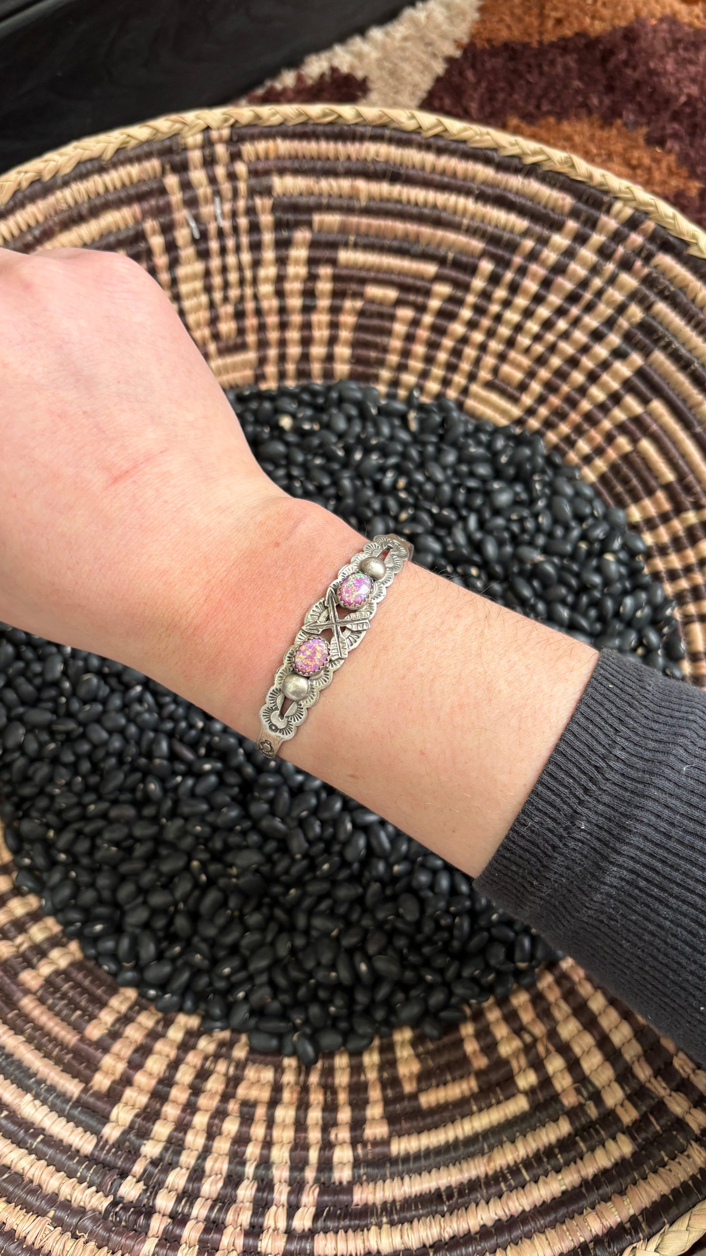 PINK OPAL ARROW CUFF BY LEROY JAMES