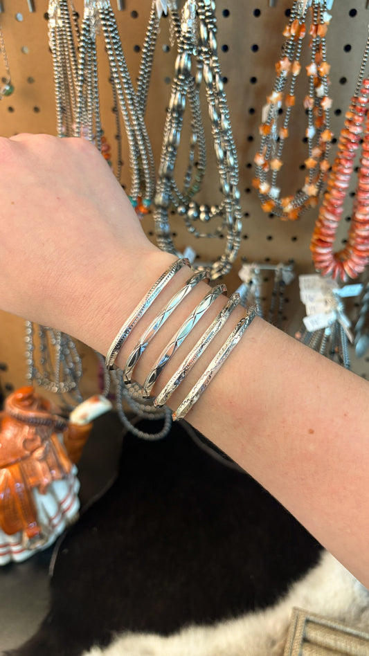 SILVER STAMPED CUFF BY ELAINE TAHE