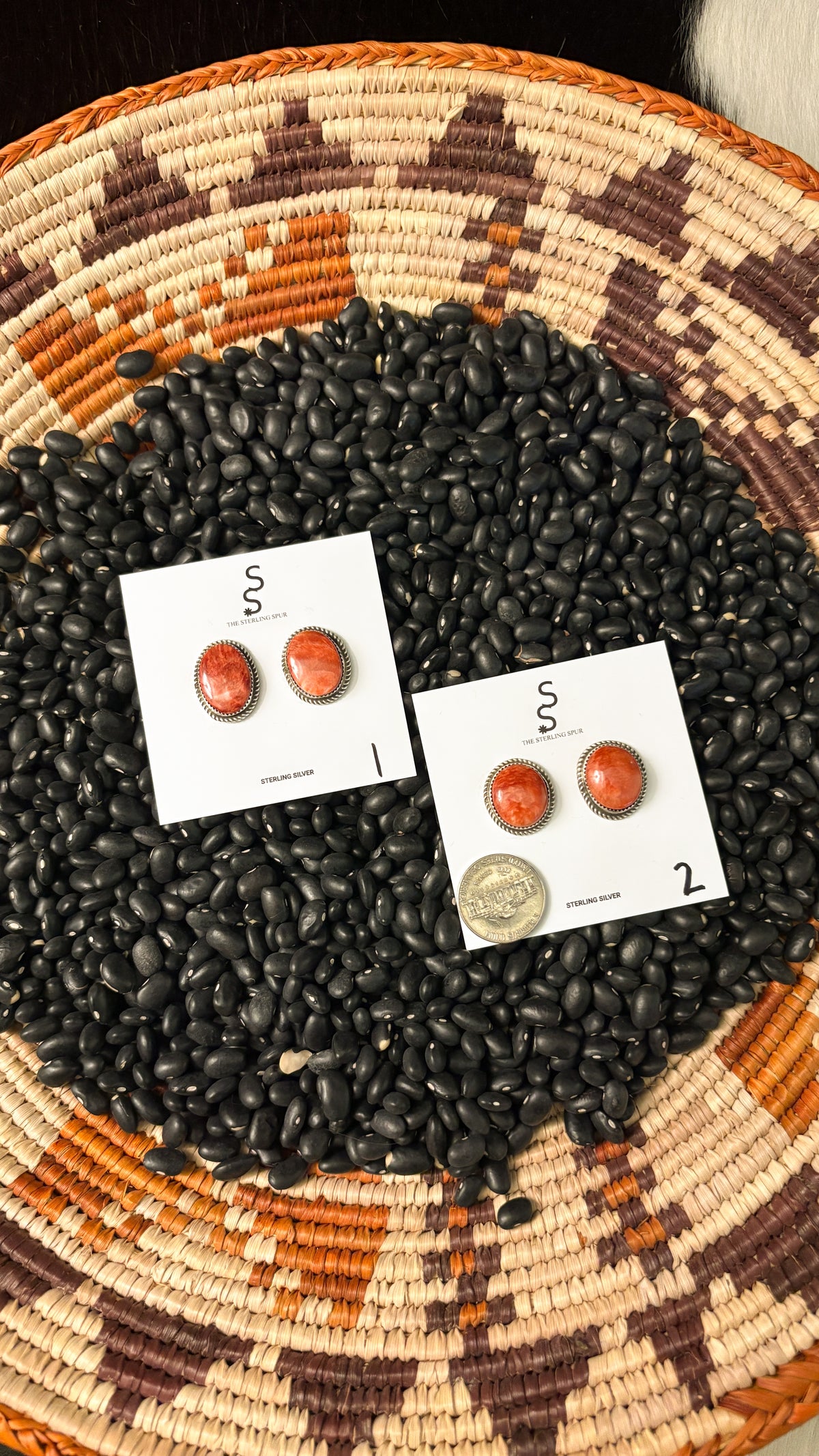 OVAL RED SPINY OYSTER EARRINGS BY DONOVAN NEZ