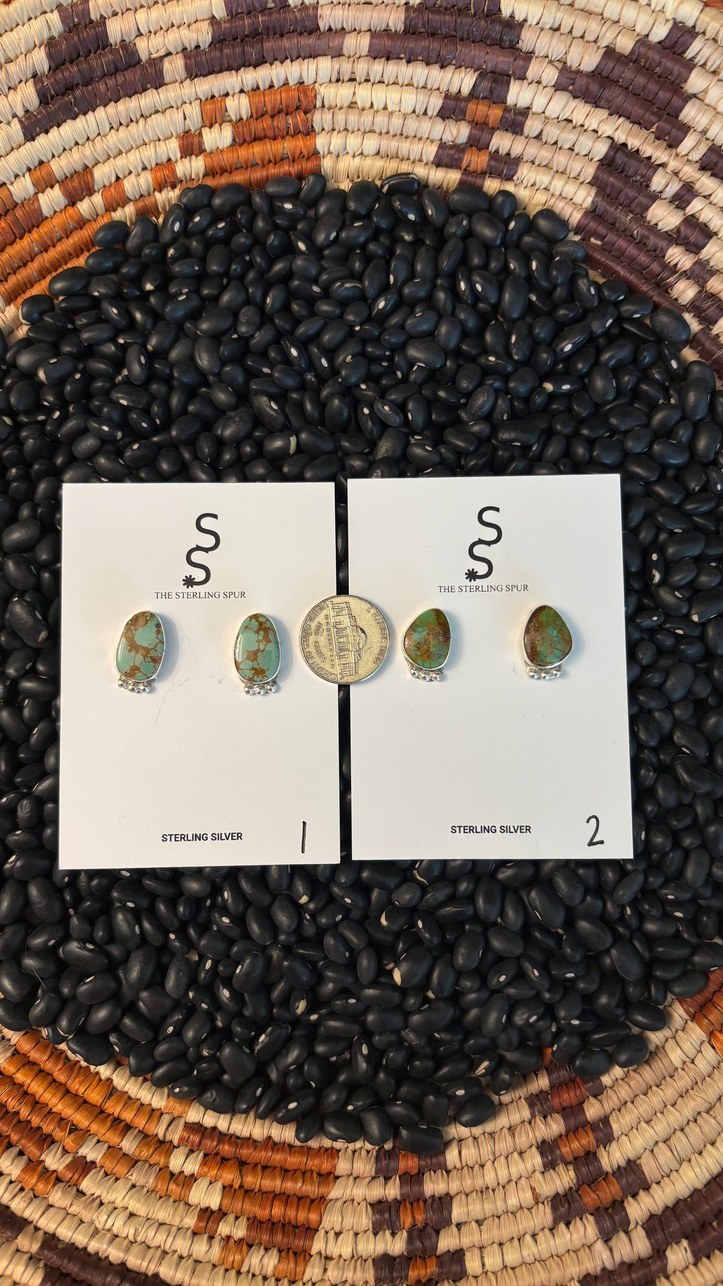GREEN TURQUOISE EARRING W BALL DETAIL BY BYRON BEGAY