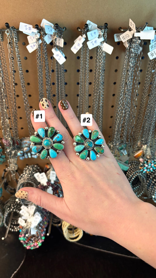 SONORAN GOLD & KINGMAN TURQUOISE CLUSTER RING BY MARLENE JONES