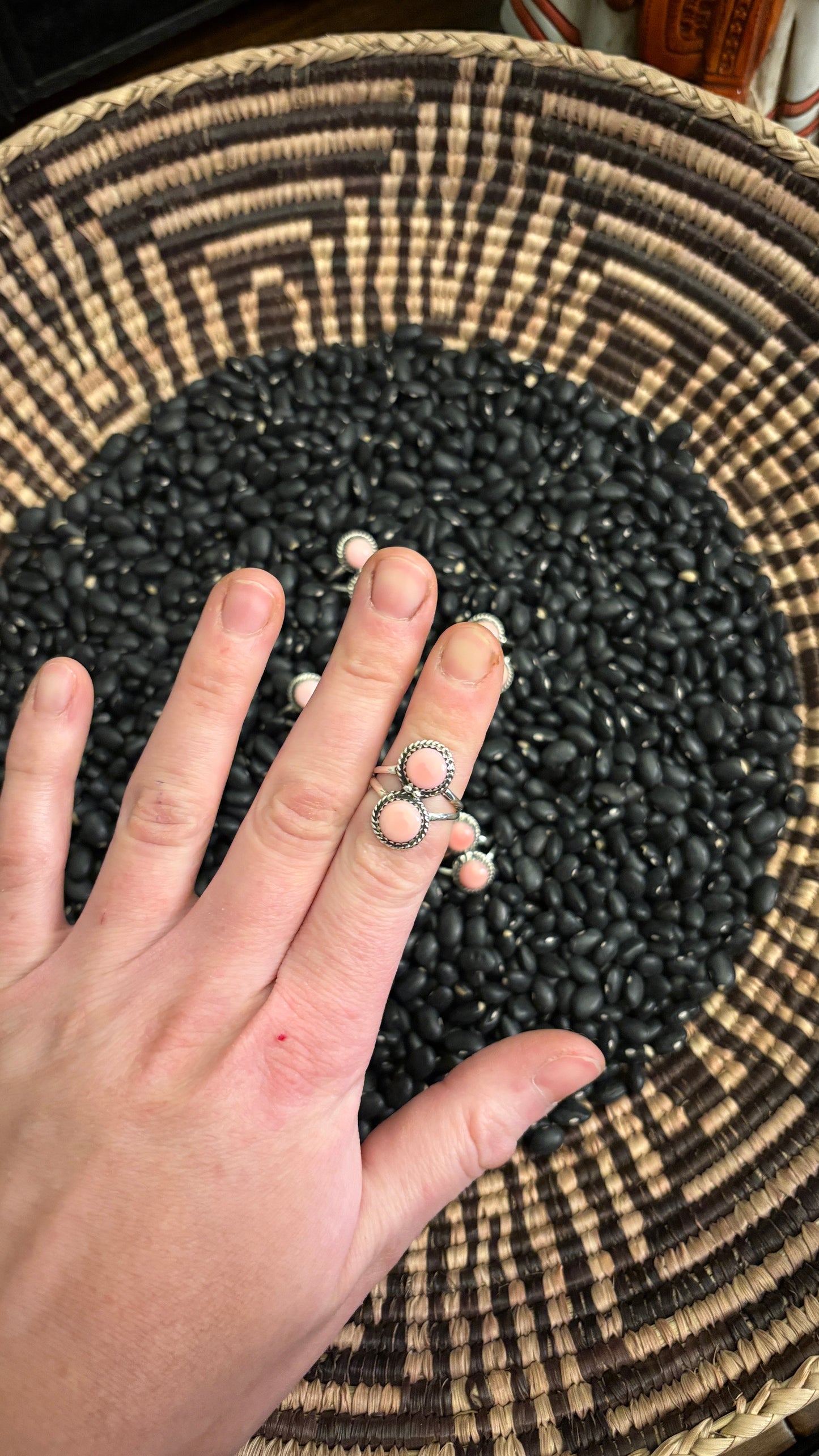 DOUBLE STONE PINK CONCH RING BY ESTHER WHITE