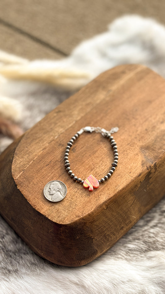 OPAL SPADE PEARL BRACELET - PRETTY PINK - READY TO SHIP