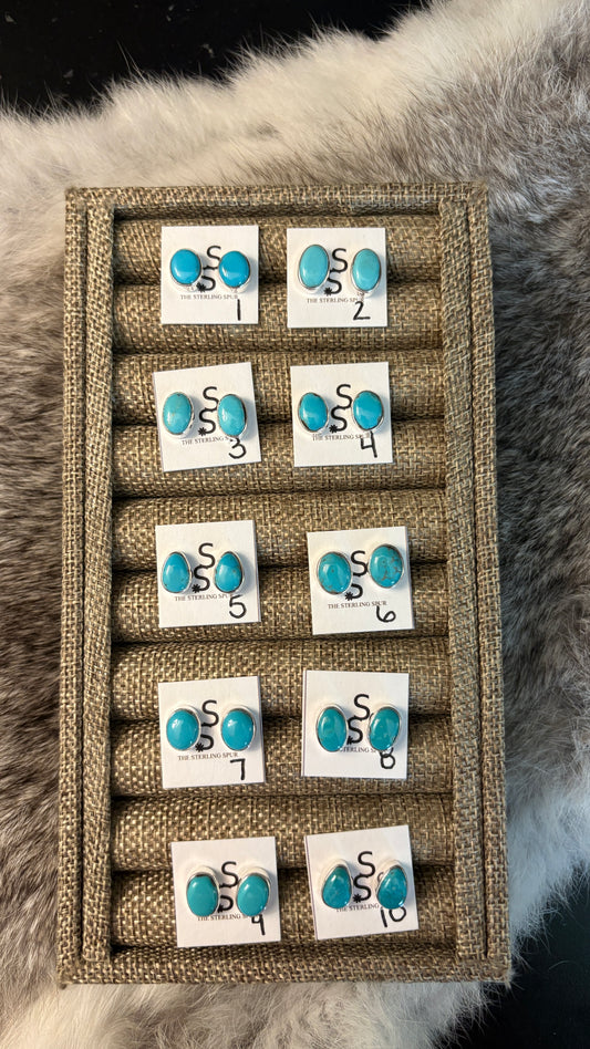 SLEEPING BEAUTY TURQUOISE STUD EARRINGS BY SHIRLEY HENRY