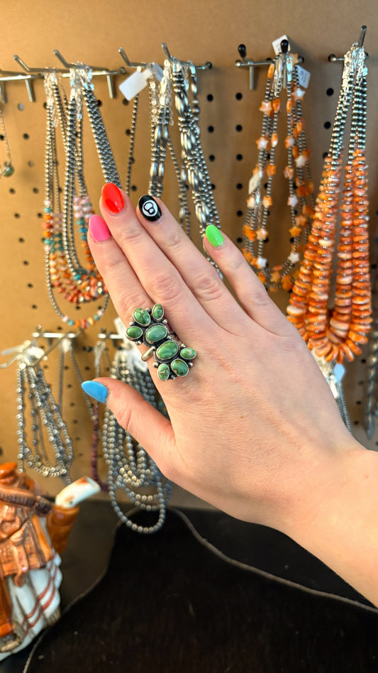 SONORAN GOLD TURQUOISE CLUSTER RING BY TRAVIS JIM