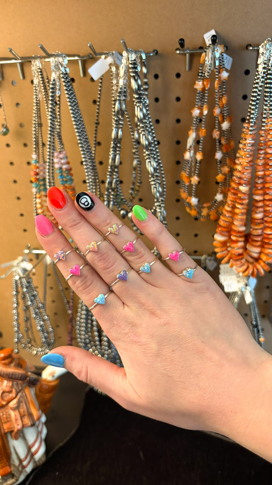 OPAL ZUNI HEART STACKER RING