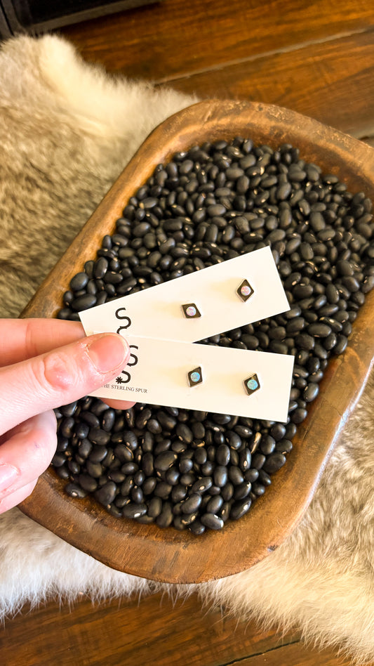 DIAMOND OPAL SHADOWBOX STUDS