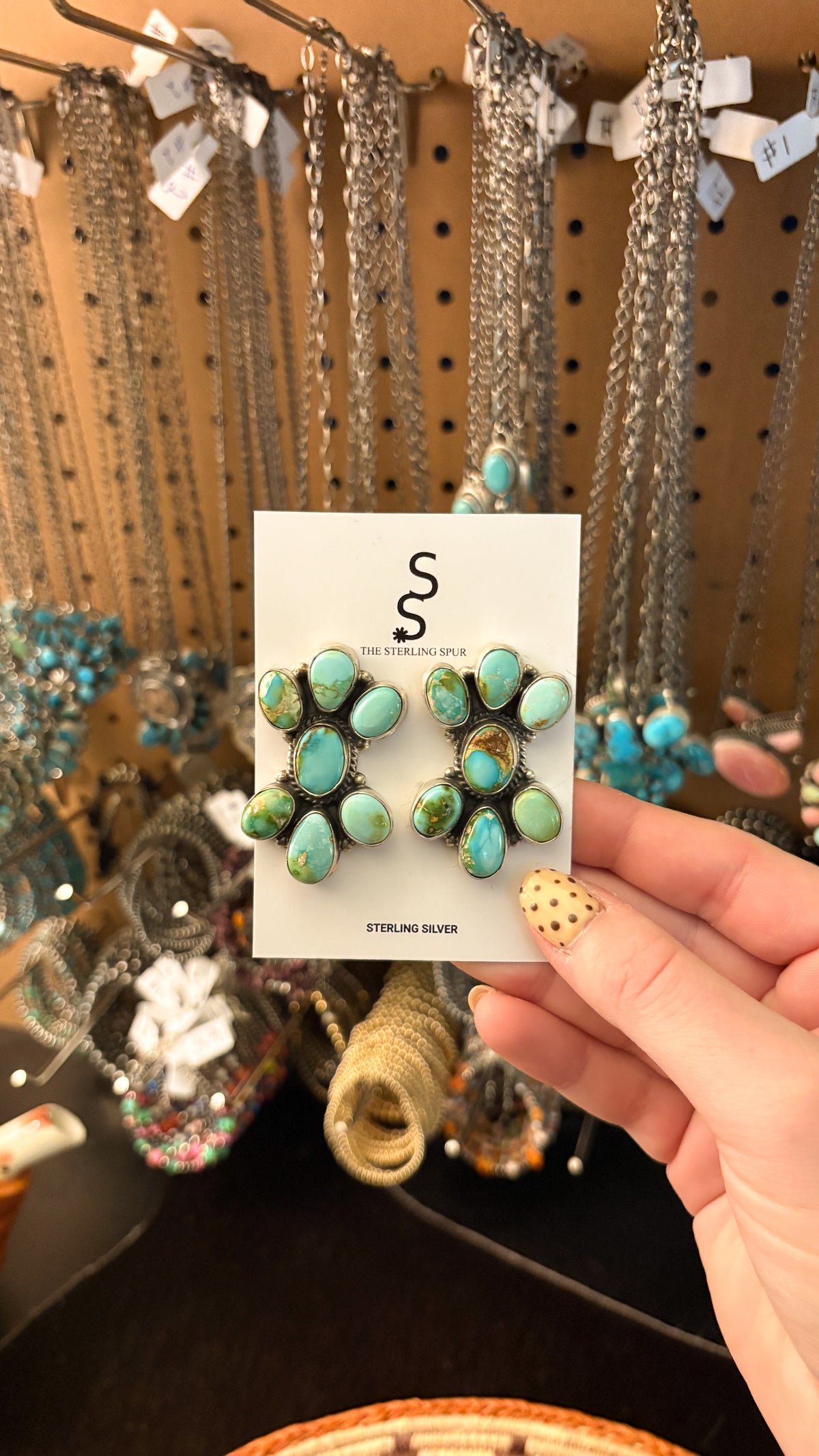 7 STONE SONORAN GOLD TURQUOISE CLUSTER EARRINGS