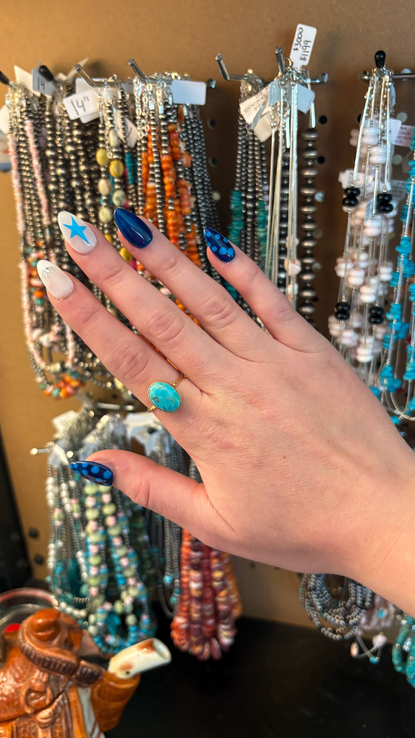 ￼14K GOLD PLATED KINGMAN TURQUOISE RING