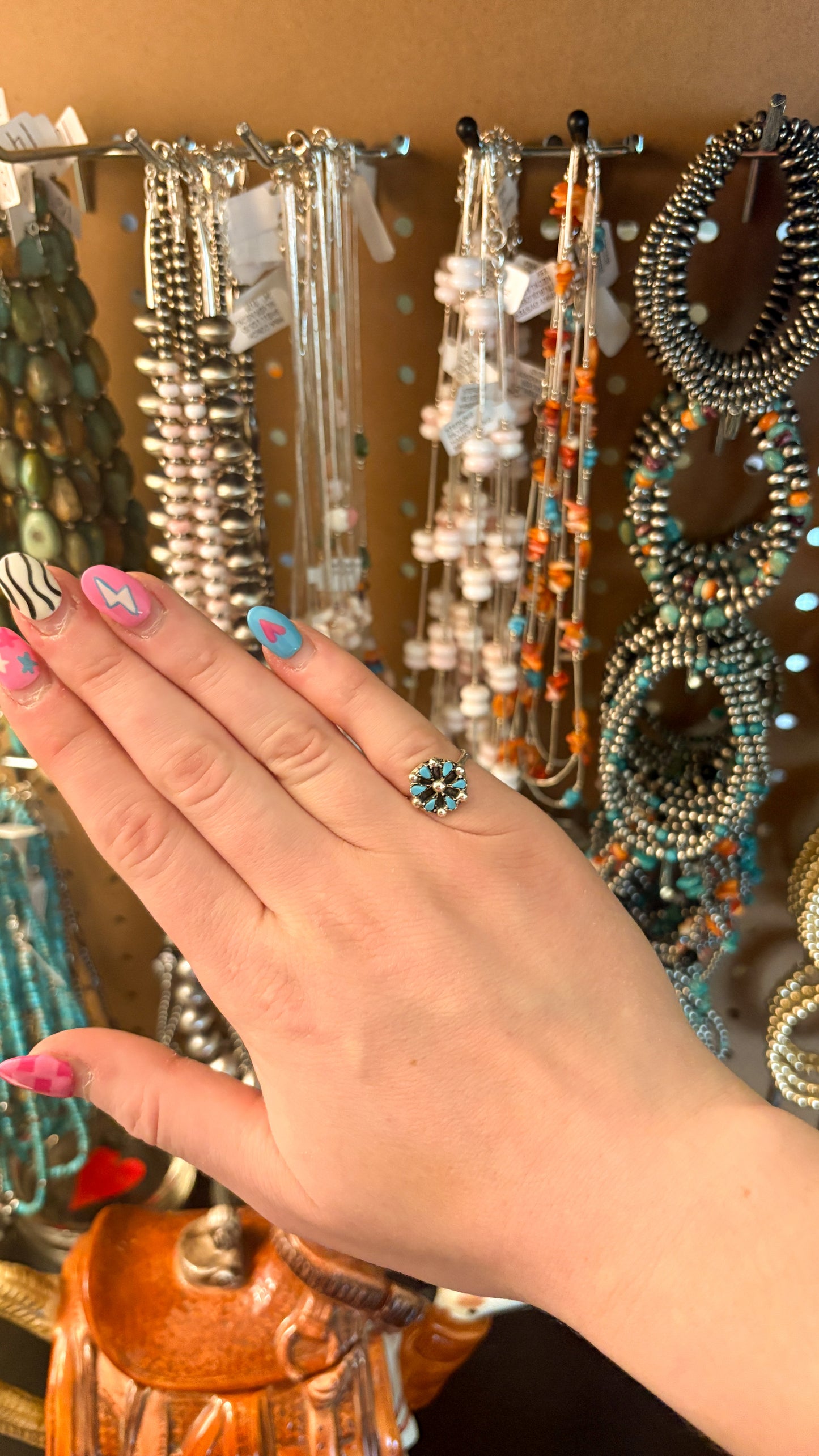 ROUND TURQUOISE CLUSTER RING BY TRICIA LEEKITY