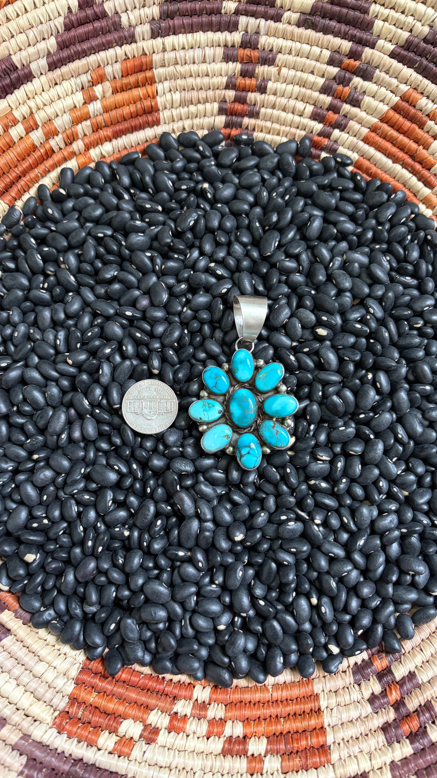 KINGMAN TURQUOISE CLUSTER PENDANT BY WILSON DAWES - #2