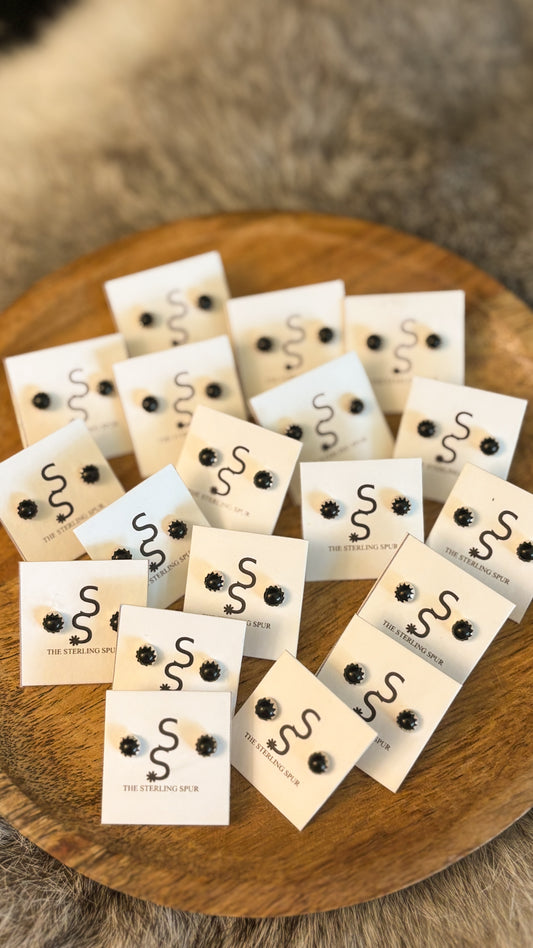 4MM BLACK ONYX STUDS BY LINDA YAZZIE