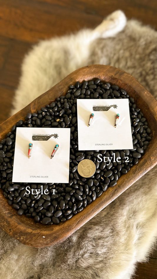 ZUNI MUTLI STONE TEARDROP STUD EARRINGS