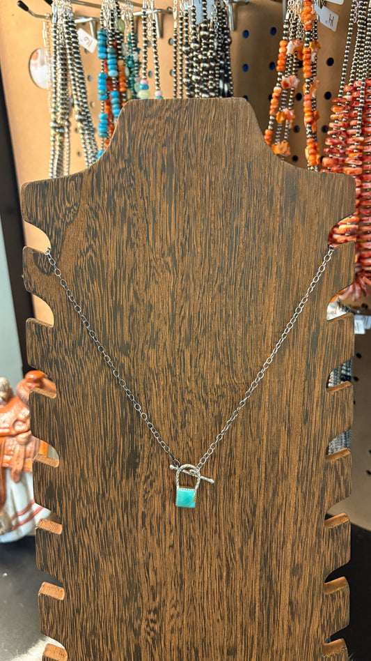 KINGMAN TURQUOISE LOCKET TOGGLE NECKLACE