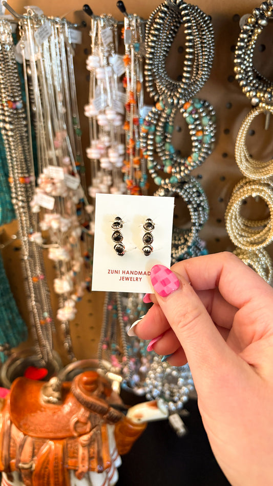BLACK ONYX SHADOWBOX HOOP EARRINGS
