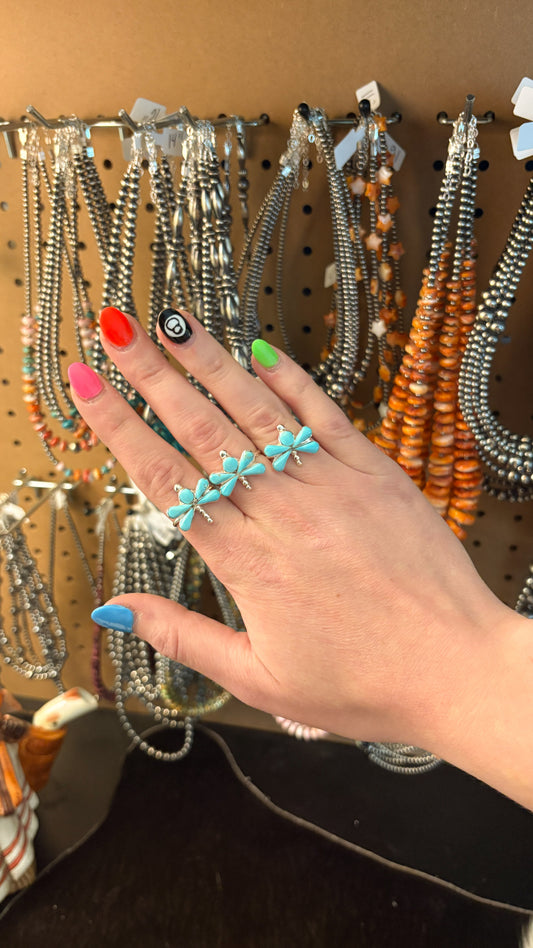ZUNI TURQUOISE DRAGONFLY RING SWAIN CHARLIE