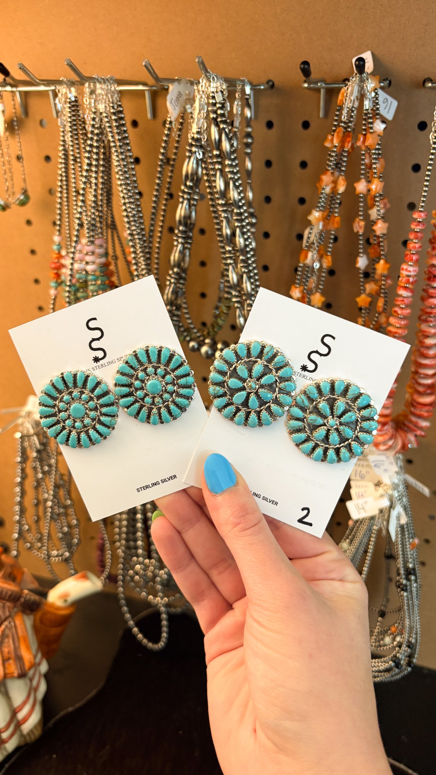 BIG PAPA TURQUOISE CLUSTER EARRINGS BY MATHILDA BENALLY