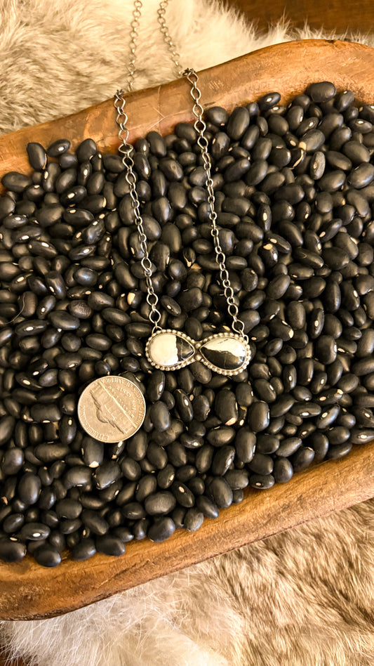DOUBLE STONE WHITE BUFFALO BAR NECKLACE