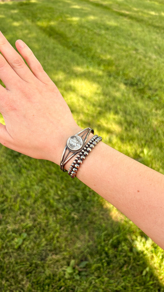 MERCURY DIME CUFF WITH ROPE DETAIL