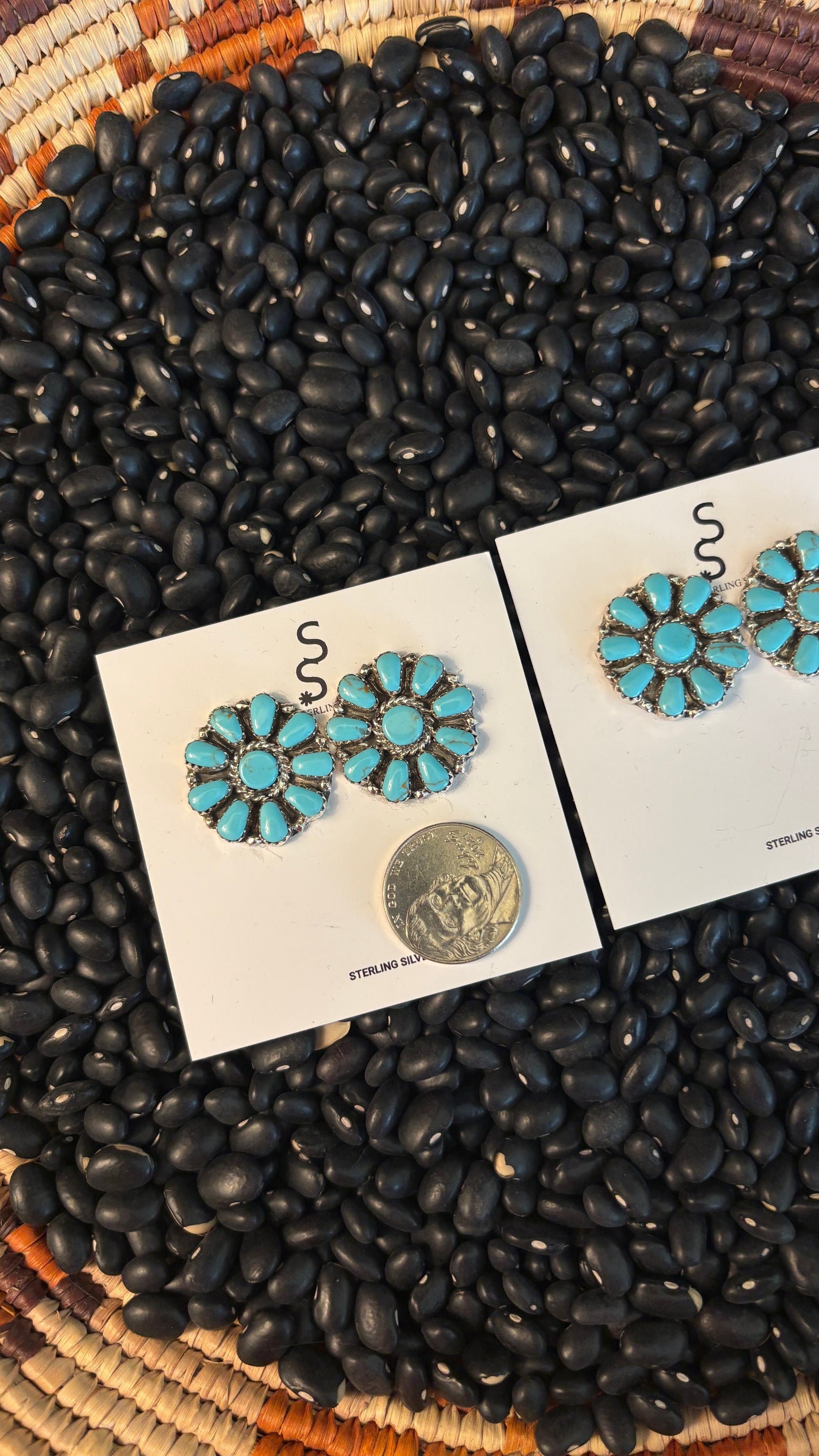TURQUOISE CLUSTER EARRINGS BY JULIANA BENALLY