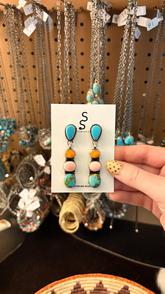 MULTI STONE DANGLE EARRINGS BY VICKY HICKS