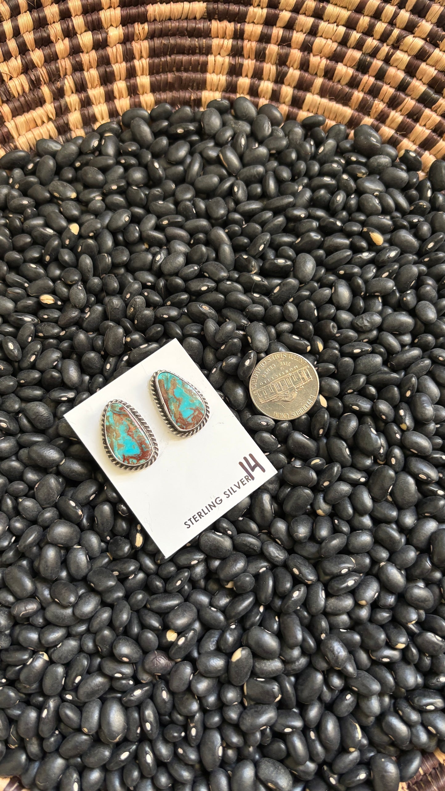 LARGE TURQUOISE POST EARRINGS