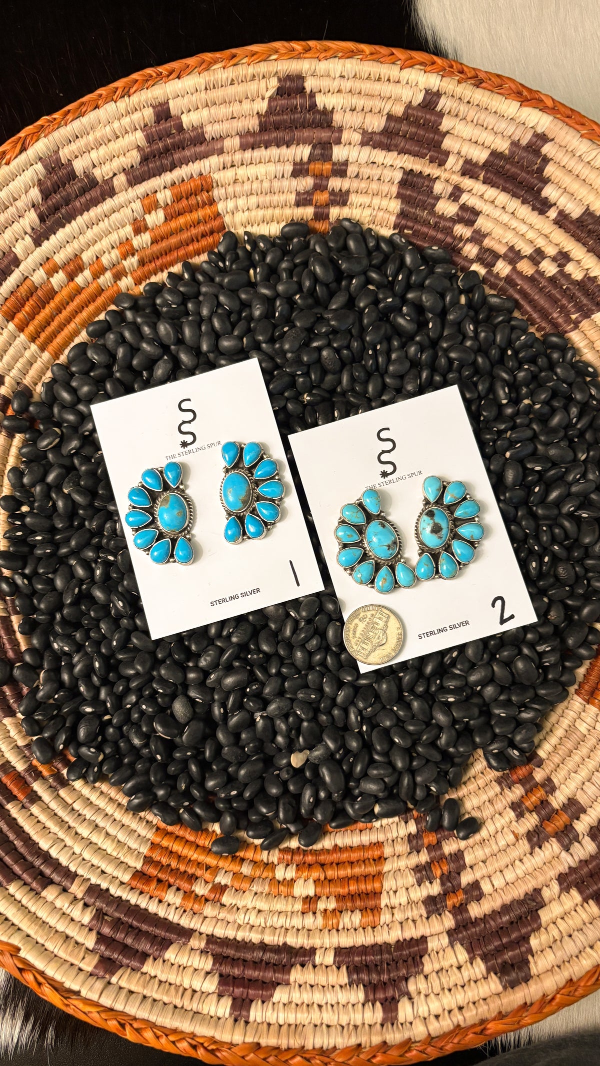 KINGMAN TURQUOISE HALF CLUSTER EARRINGS BY MARCELLA JAMES
