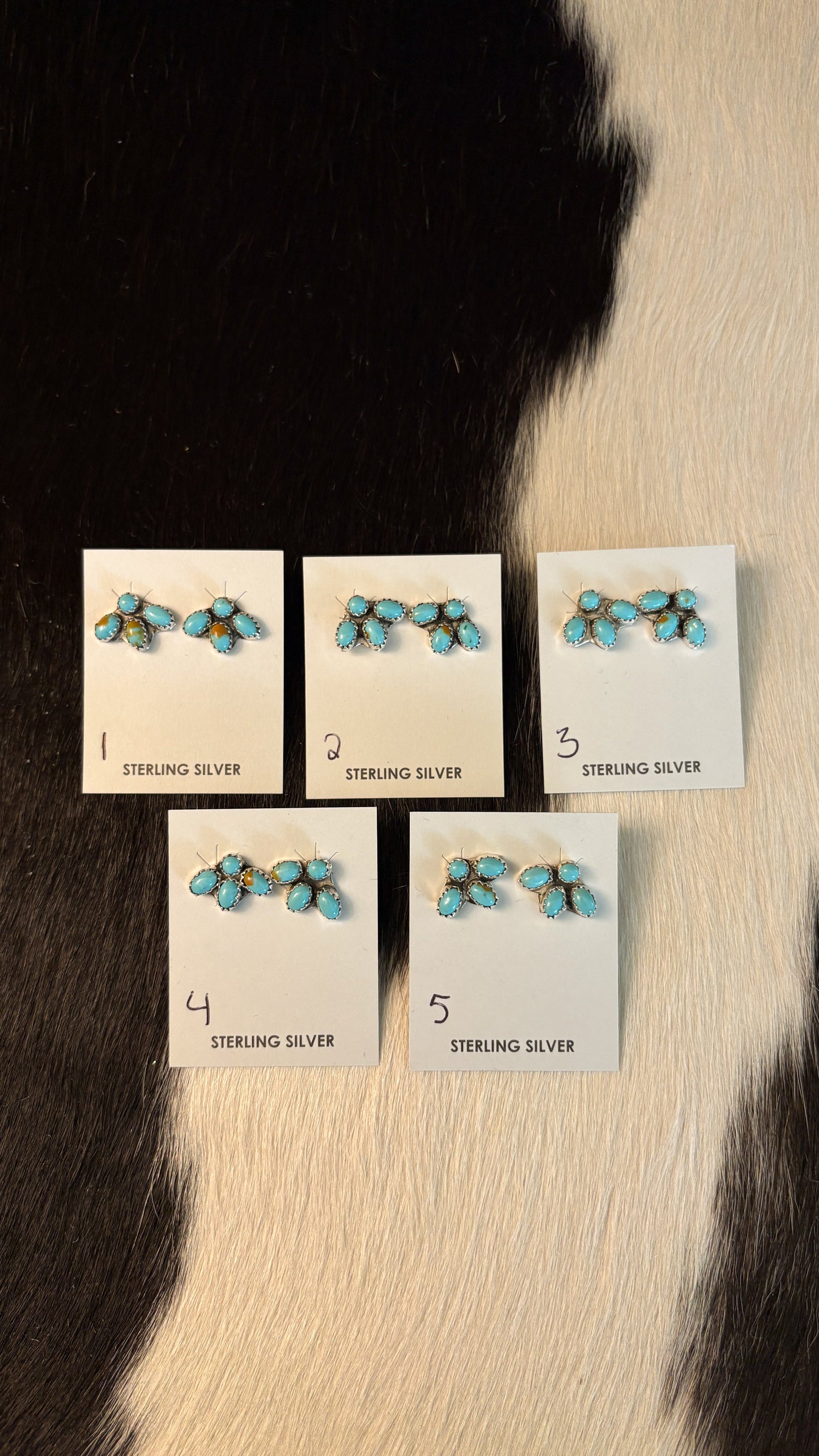 MINI KINGMAN TURQUOISE HALF CLUSTER EARRINGS BY MAXINE RAMIREZ