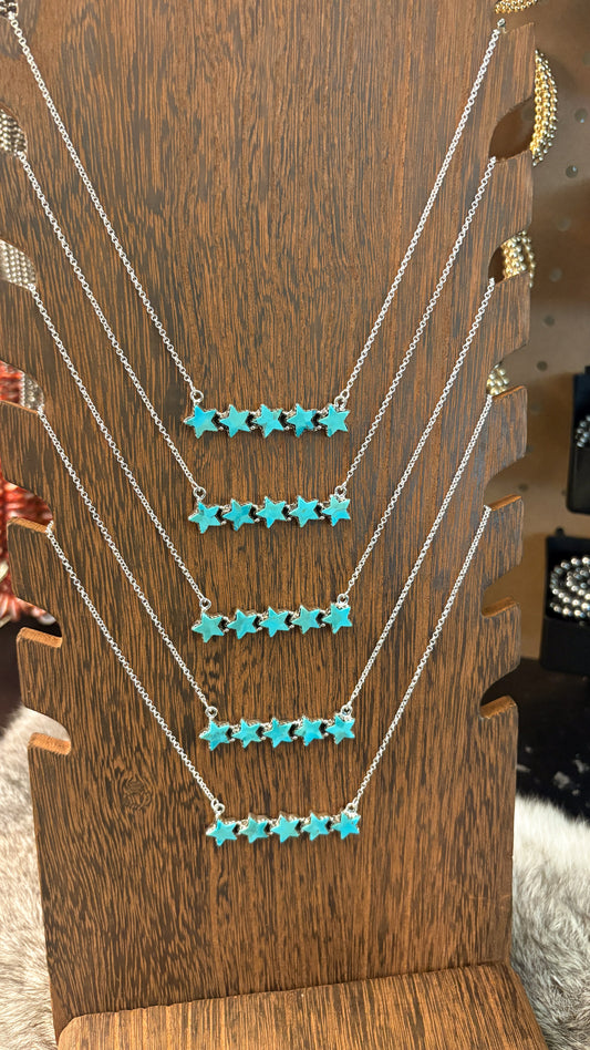 KINGMAN TURQUOISE STAR BAR NECKLACE
