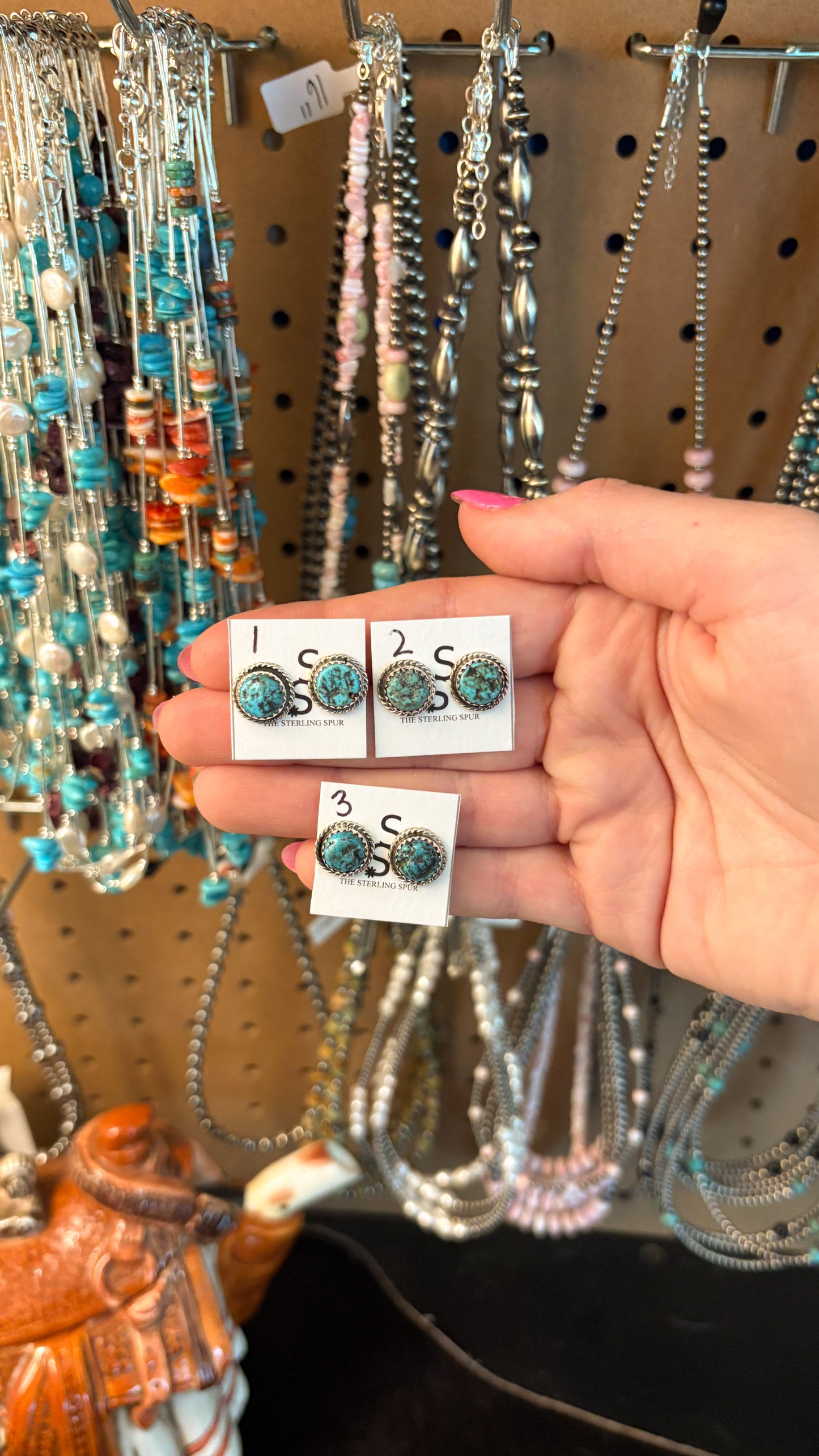 ROUGH CUT KINGMAN TURQUOISE STUD EARRINGS BY ESTHER WHITE