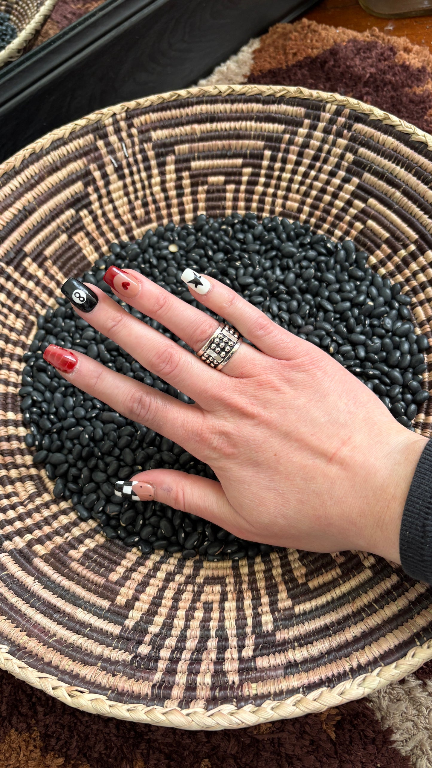 TRIPLE BALL BAND RING W SILVER LINES