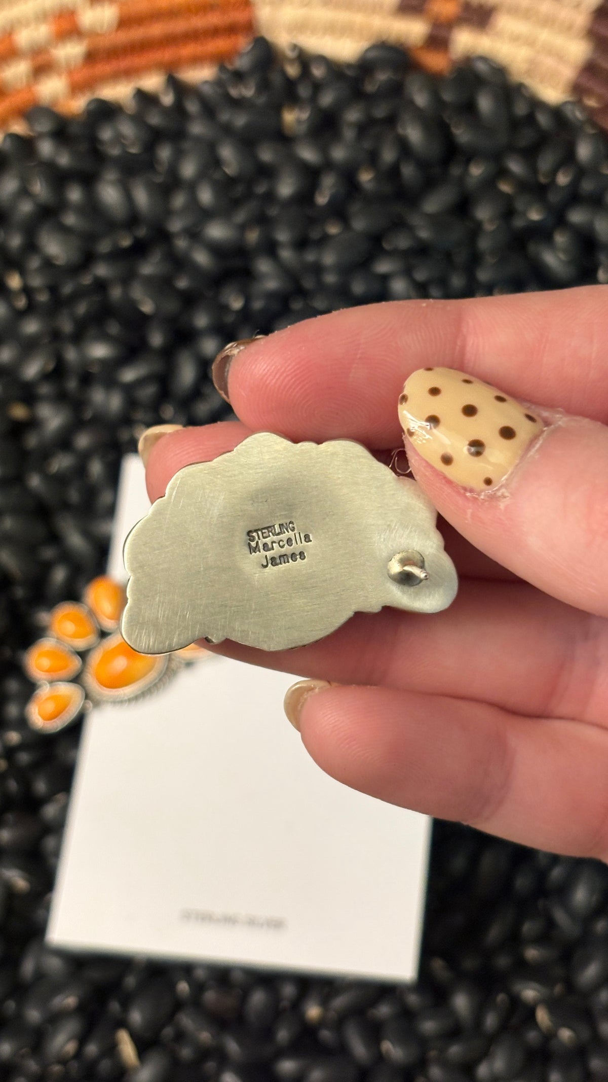 ORANGE SPINY OYSTER HALF CLUSTER EARRINGS BY MARCELLA JAMES