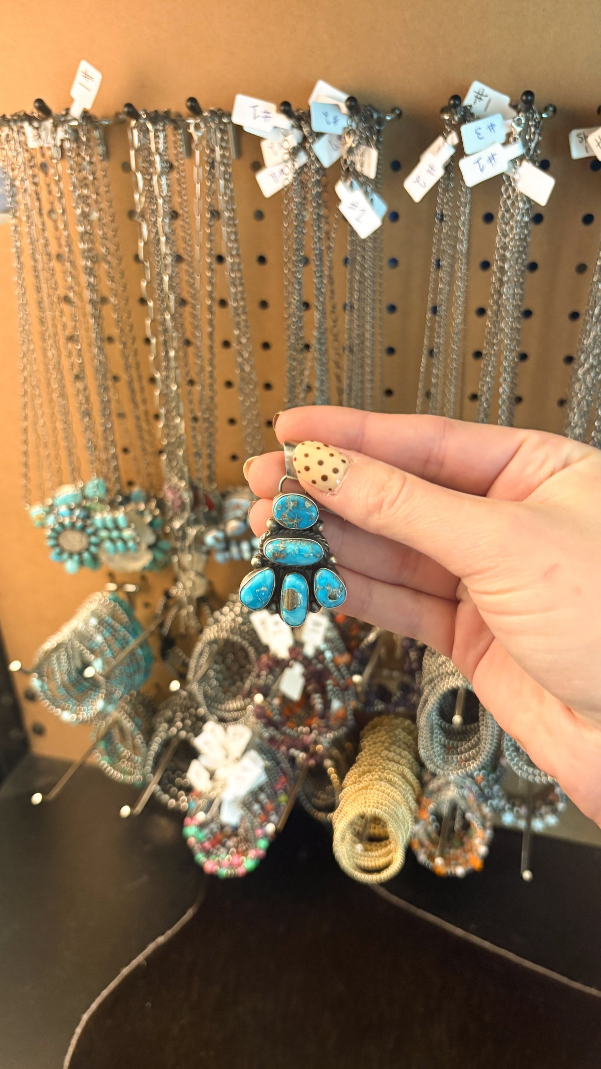 5 STONE CHANDELIER STYLE TURQUOISE PENDANT BY VICKY HICKS