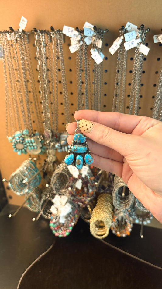 5 STONE CHANDELIER STYLE TURQUOISE PENDANT BY VICKY HICKS
