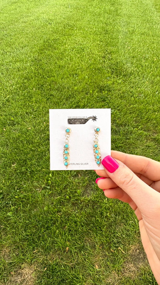 5 STONE TURQUOISE DANGLE EARRINGS