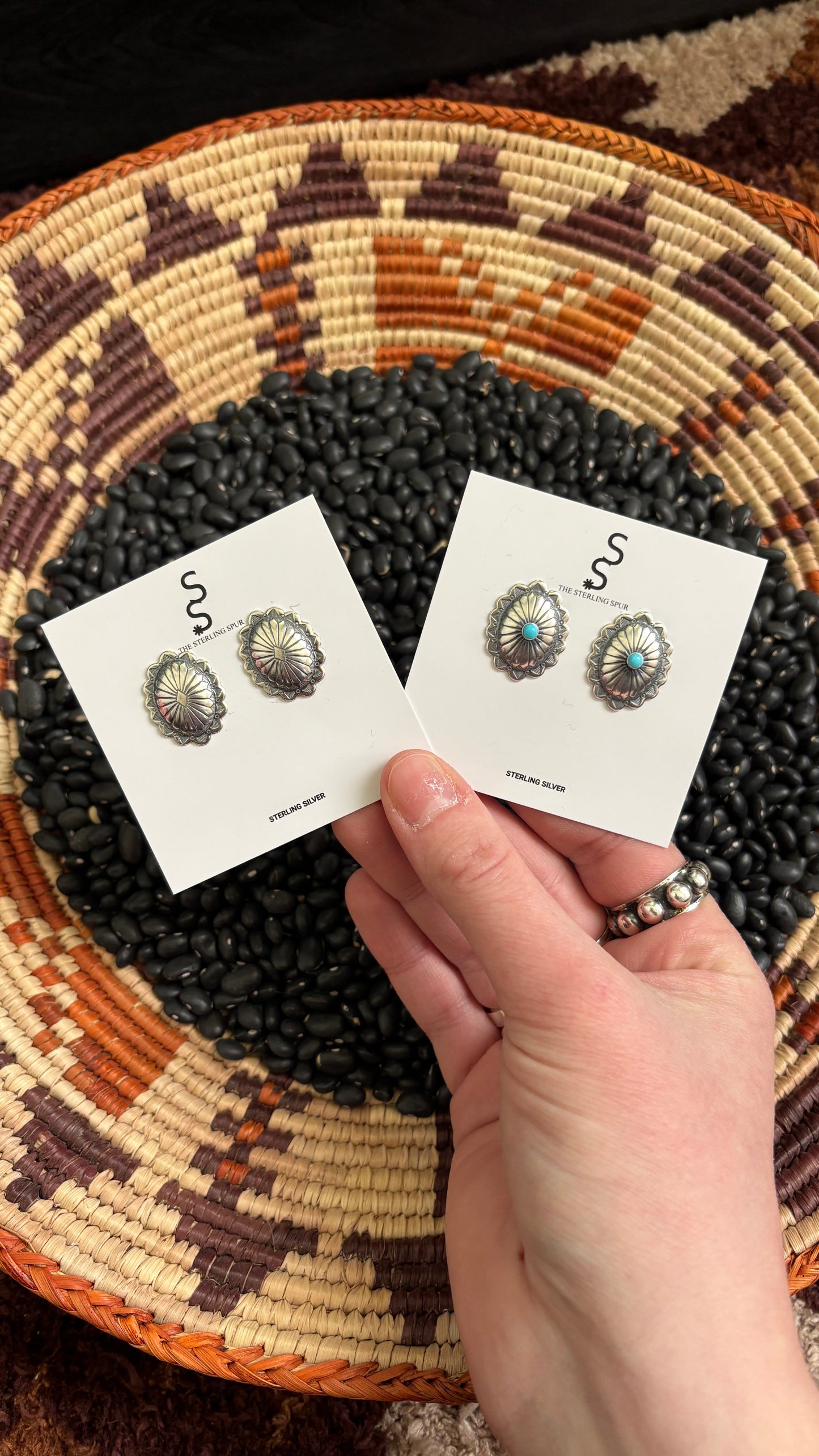 MEDIUM SIZE OVAL CONCHO EARRINGS