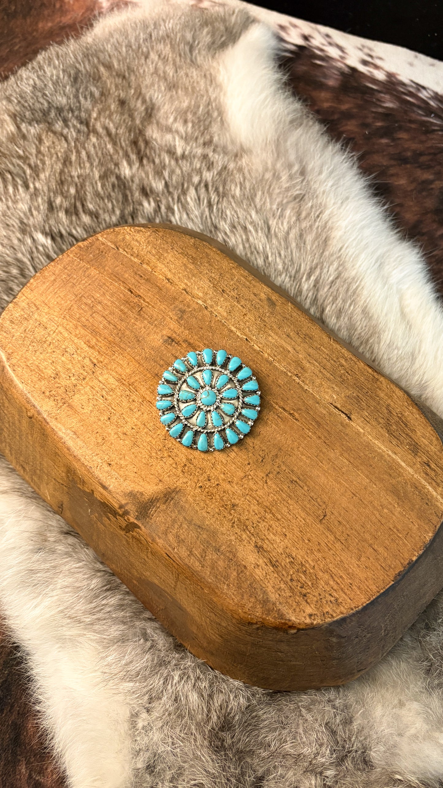 TURQUOISE CLUSTER PENDANT/BROOCH BY MARY BENALLY