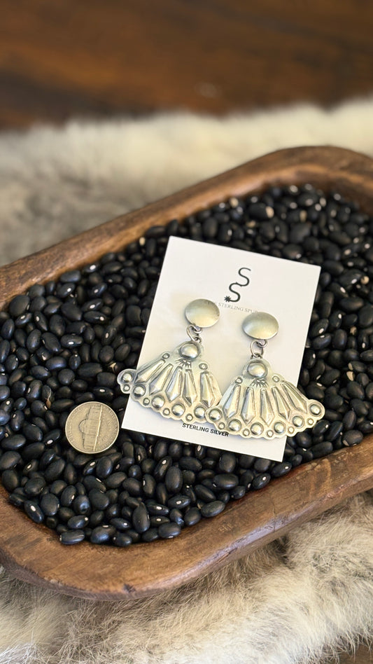 STAMPED STERLING SILVER DANGLE EARRINGS