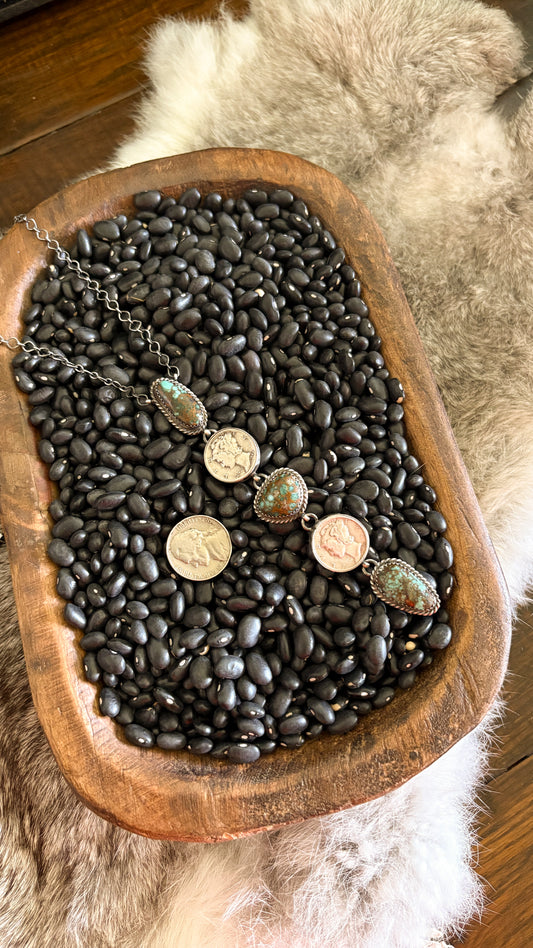 MERCURY DIME TURQUOISE LARIAT