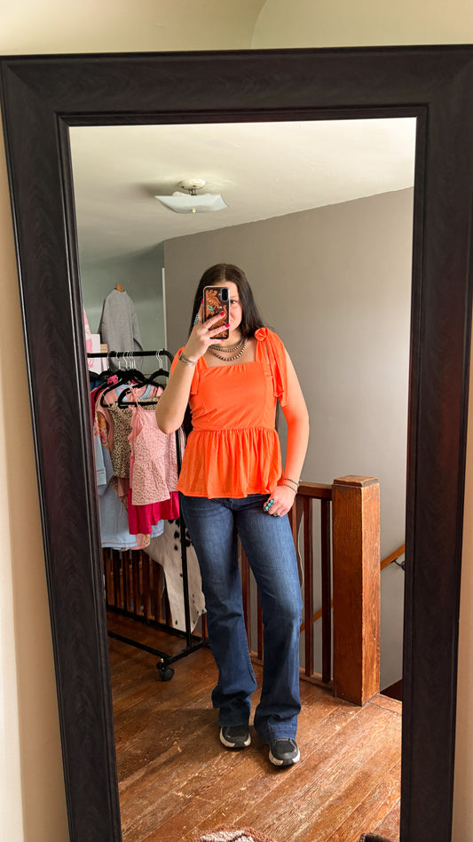 TIERED TANK TOP - NEON ORANGE